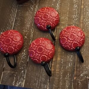 Willow House Southern Living Red Ceramic Wall Hooks